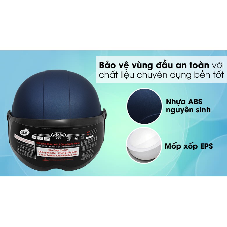 [CHỐNG TIA UV] Mũ Bảo Hiểm 1/2 Có Kính ASIA Chống Lóa