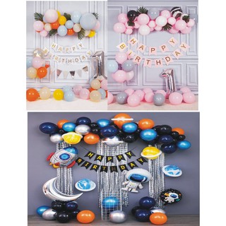 TPHN- COMBO Set Trang Trí Sinh Nhật Bé Gái Nhiều Mẫu Kèm Dây Kết Bóng