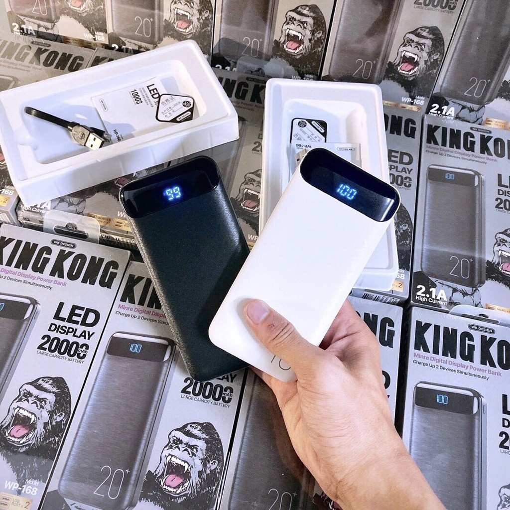 Sạc dự phòng mini 20000 10000 mah chính hãng giá rẻ tốt nhất KINGKONG (WP 166, WP 168) Lala17