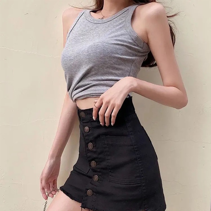 Chân Váy Jean Chữ A Lưng Cao Màu Sắc Thời Trang Cho Nữ