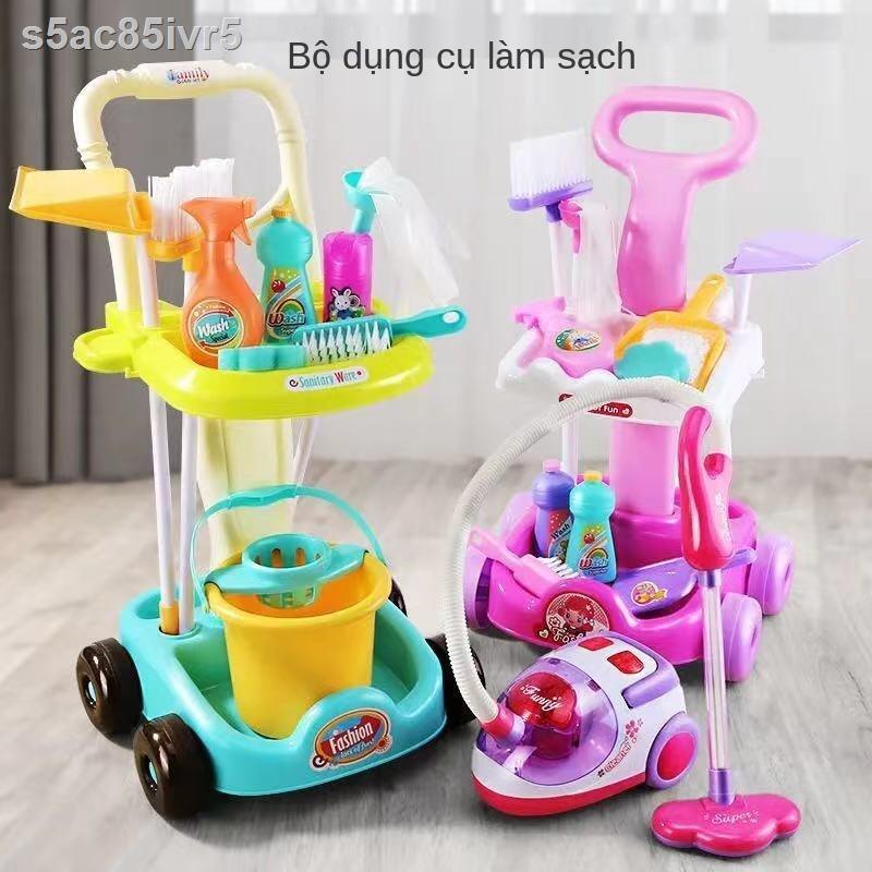 ✶⊙Xe đẩy quét dọn dành cho trẻ em mini set máy hút bụi lau nhà bếp mô phỏng chơi đồ cửa nam và nữ
