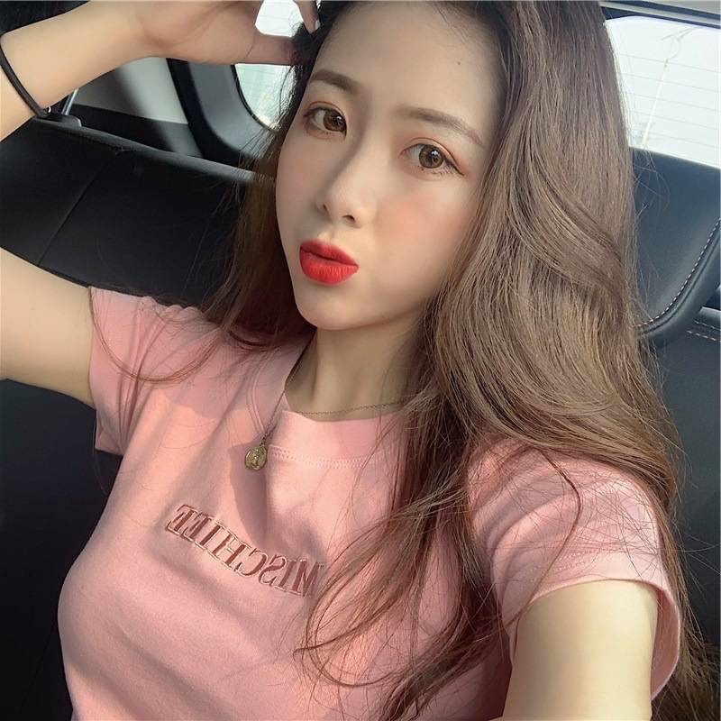 Áo Thun Crop top Tay Ngắn Thời Trang Mùa Hè Hàn Quốc Cho Nữ 2021