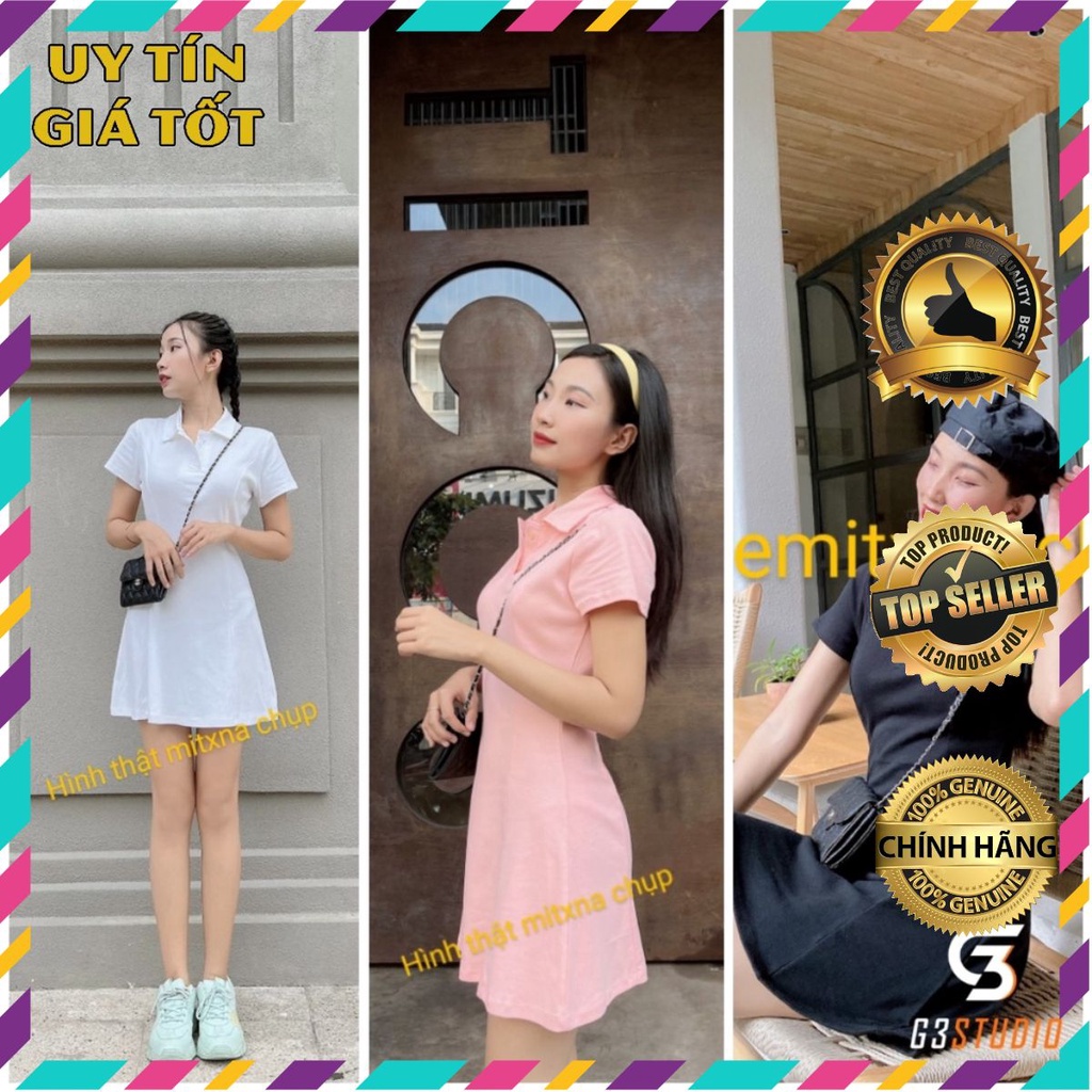 Đầm ôm body co giãn cổ polo - ảnh thật mẫu Shop chụp | BigBuy360 - bigbuy360.vn