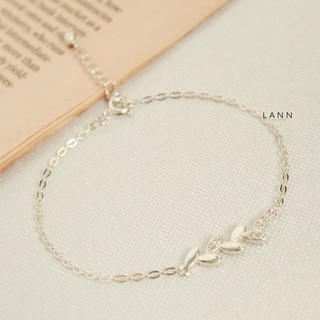 Lắc tay nhành lá đá xen kẽ nằm ngang BẠC S925 LANN B103