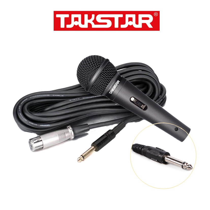 Mic Hát Karaoke Có Dây Takstar Pro-38 Dây Dài 6 Mét , Bắt Âm Cực Tốt , Âm Thanh Sống Động , Độ Bền Cực Cao