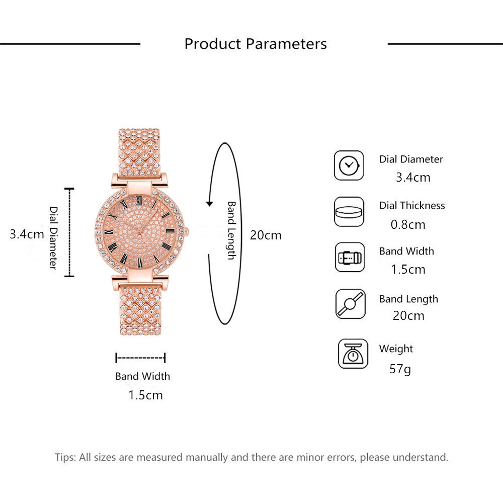 Đồng Hồ Quartz Nữ Đính Đá Dây Thép Không Gỉ Thời Trang