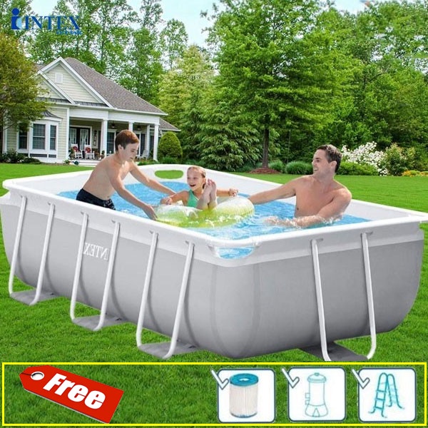 Bể bơi khung kim loại chịu lực 300x175x80 cm INTEX 26784 - Kèm máy lọc, cầu thang - bể bơi di dộng