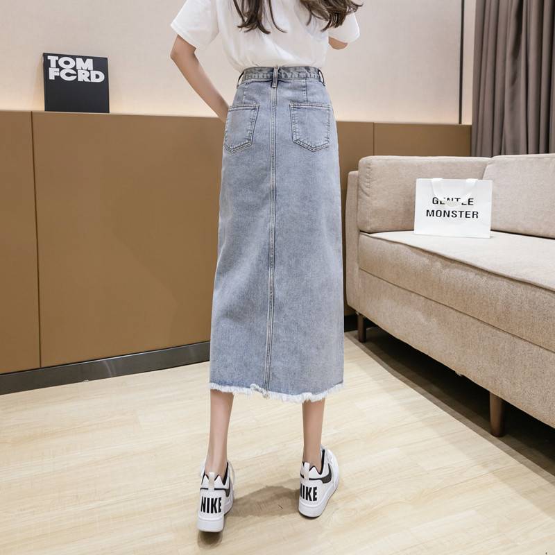 Chân Váy Denim Dài Xẻ Tà Phối Hàng Nút Phong Cách Hàn Quốc Quyến Rũ | BigBuy360 - bigbuy360.vn