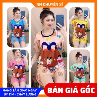 Đồ bộ nữ ⚡ Đồ bộ mặc nhà ⚡ Đồ bộ chất liệu thun mềm mịn mát in hoạt tiết dễ thương BTT86⚡ Ảnh thật