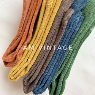 Vớ Gân Tăm Cổ Cao 5 Màu Basic Vintage