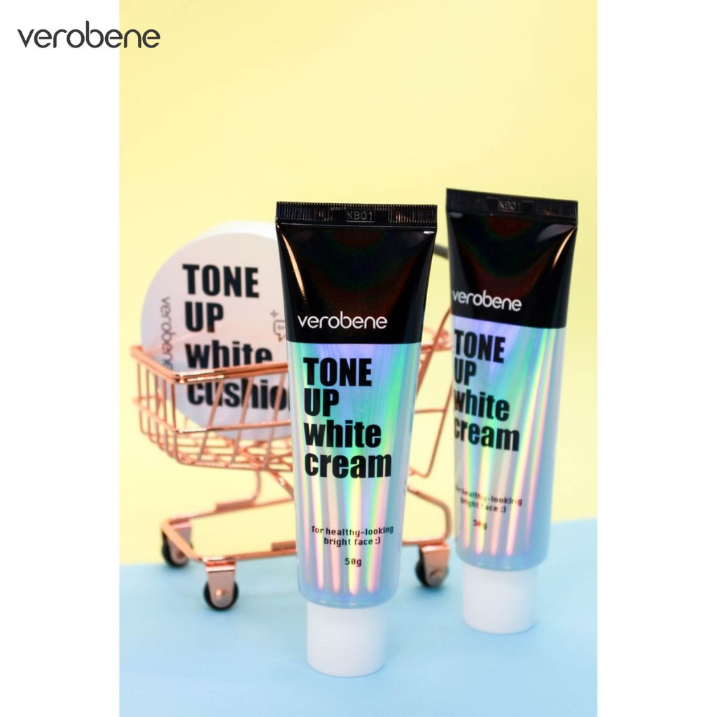 Kem nâng tone da trắng hồng tự nhiên Verobene Tone Up White Cream 50g
