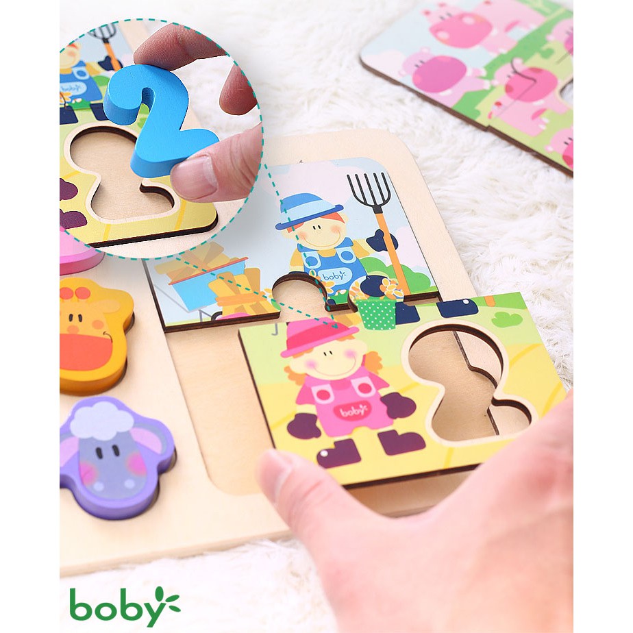 Đồ chơi gỗ Montessori cho bé Bộ ghép hình tập đếm 2 lớp