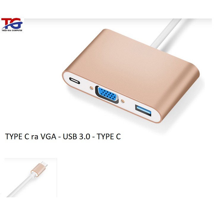 Cáp chuyển Type C sang VGA và USB 3.0