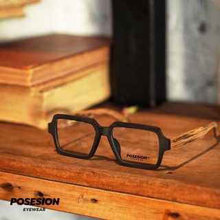 Gọng kính gỗ Posesion Fuku mắt kính vuông phong cách Retro
