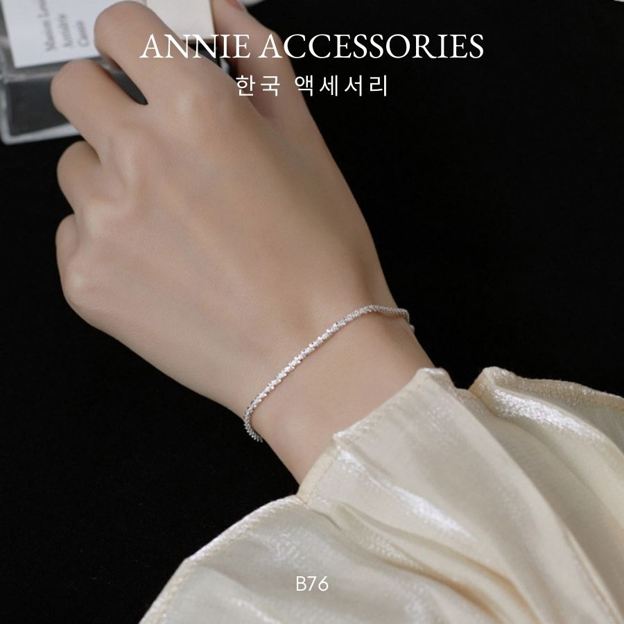 Vòng tay lắc tay sợi mảnh bạc lấp lánh tinh xảo nữ tính ANNIE - B76