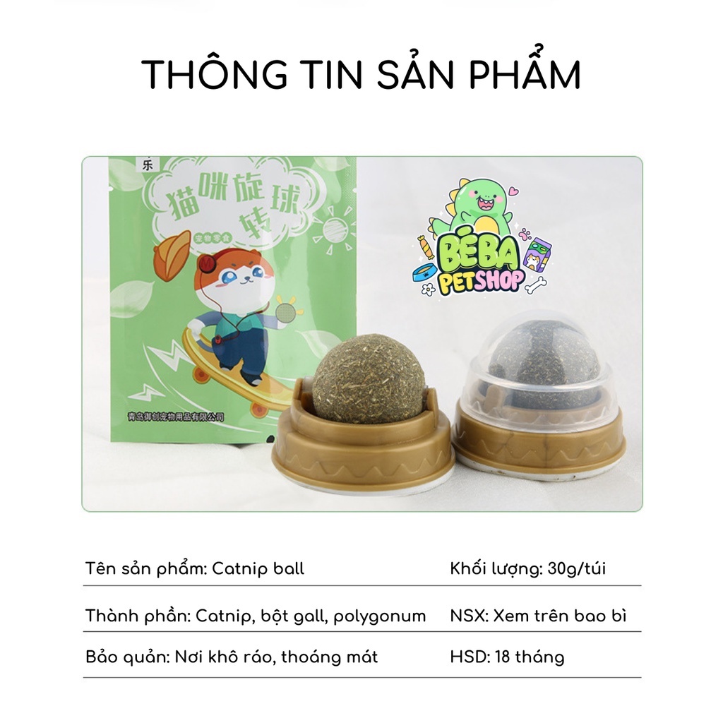Catnip ball - Viên cỏ bạc hà dán tường cho mèo 30g giúp mèo thư giãn, làm sạch răng | Bé Ba Petshop