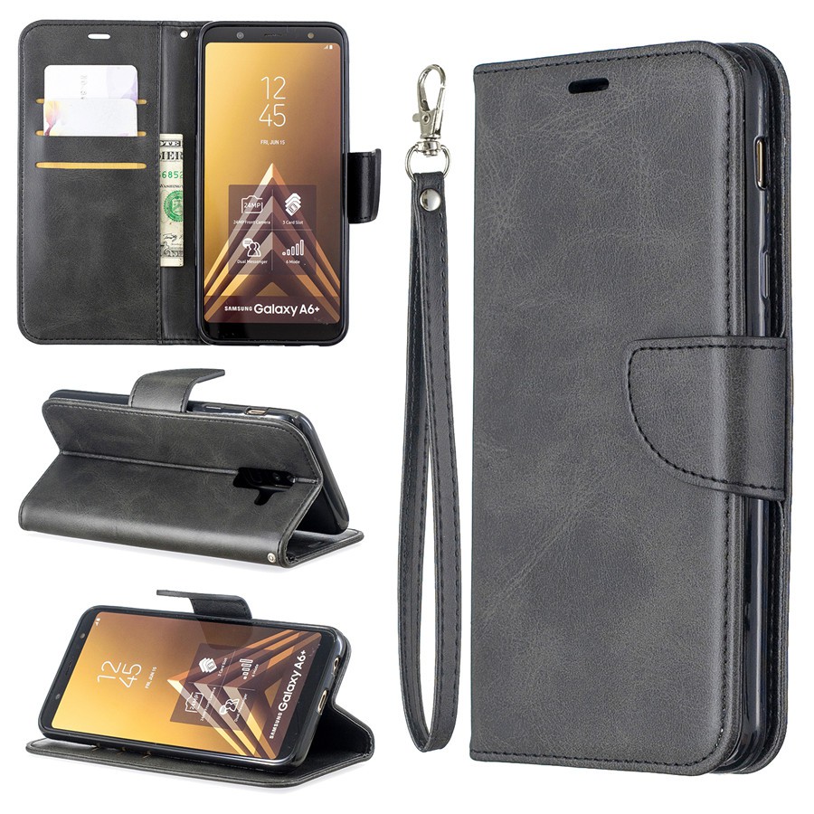 Bao da điện thoại màu trơn có ngăn để thẻ cho Samsung A6（2018）/A6 Plus（2018） | BigBuy360 - bigbuy360.vn