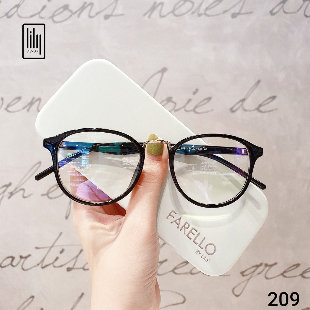 Gọng kính cận LILYEYEWEAR nhựa dẻo mắt tròn kiểu dáng thời thượng màu sắc thời trang 209
