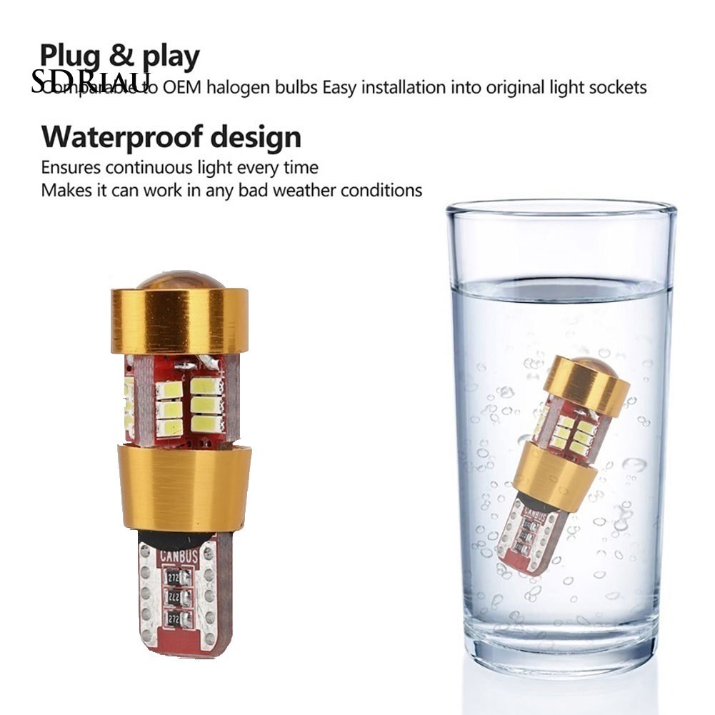 Set 2 đèn LED xe hơi 12V T10 W5W 3014 27SMD nhỏ gọn đa dụng