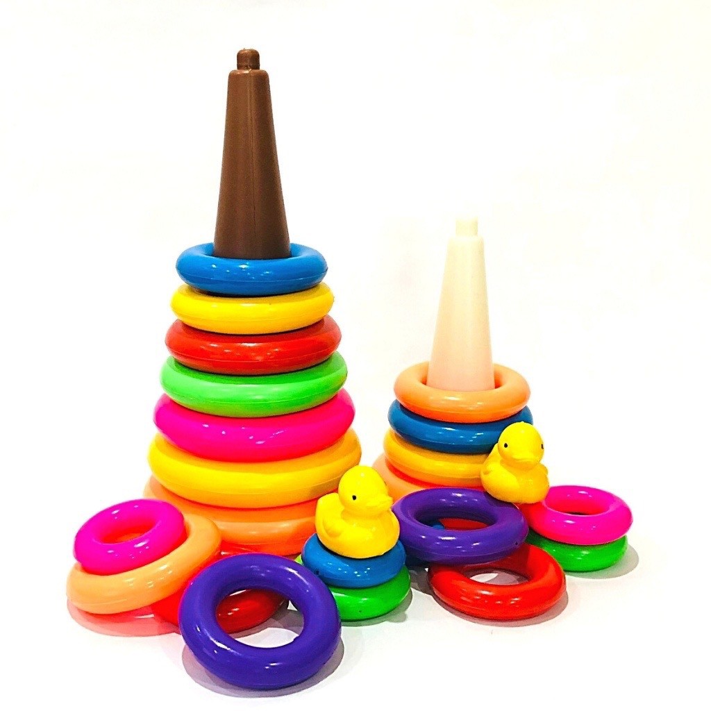 Tháp vịt đồ chơi xếp chồng tháp rèn luyện kĩ năng cho trẻ (2 cỡ)