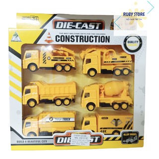 CÔNG TRƯỜNG VUI NHỘN 3 - HỘP 6 XE CÔNG TRƯỜNG DIE-CAST (Bằng sắt, xe mô hình)