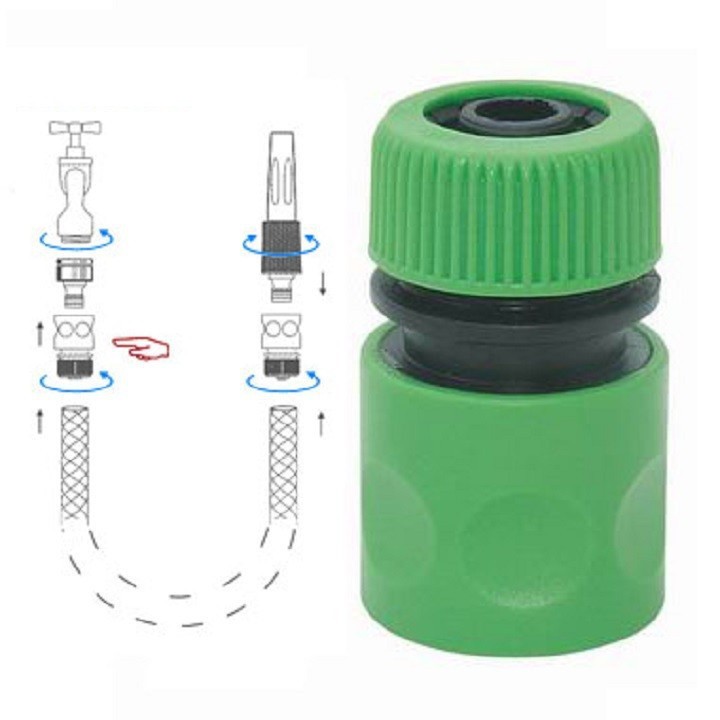 Combo 2 đầu cut nối nhanh ống nước mềm 14mm vào vòi nước thông dụng 21mm
