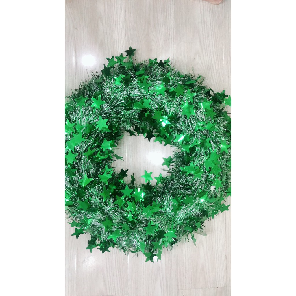 Vòng Nguyệt Quế Kim Tuyến Xanh - Vòng trang trí Noel
