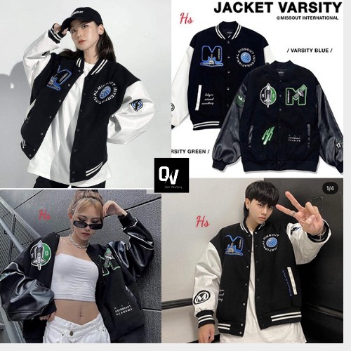 Áo khoác bomber jacket varsity cardigan missout HÀNG XỊN Áo Bomber Nam Nữ Shop Q&amp;V