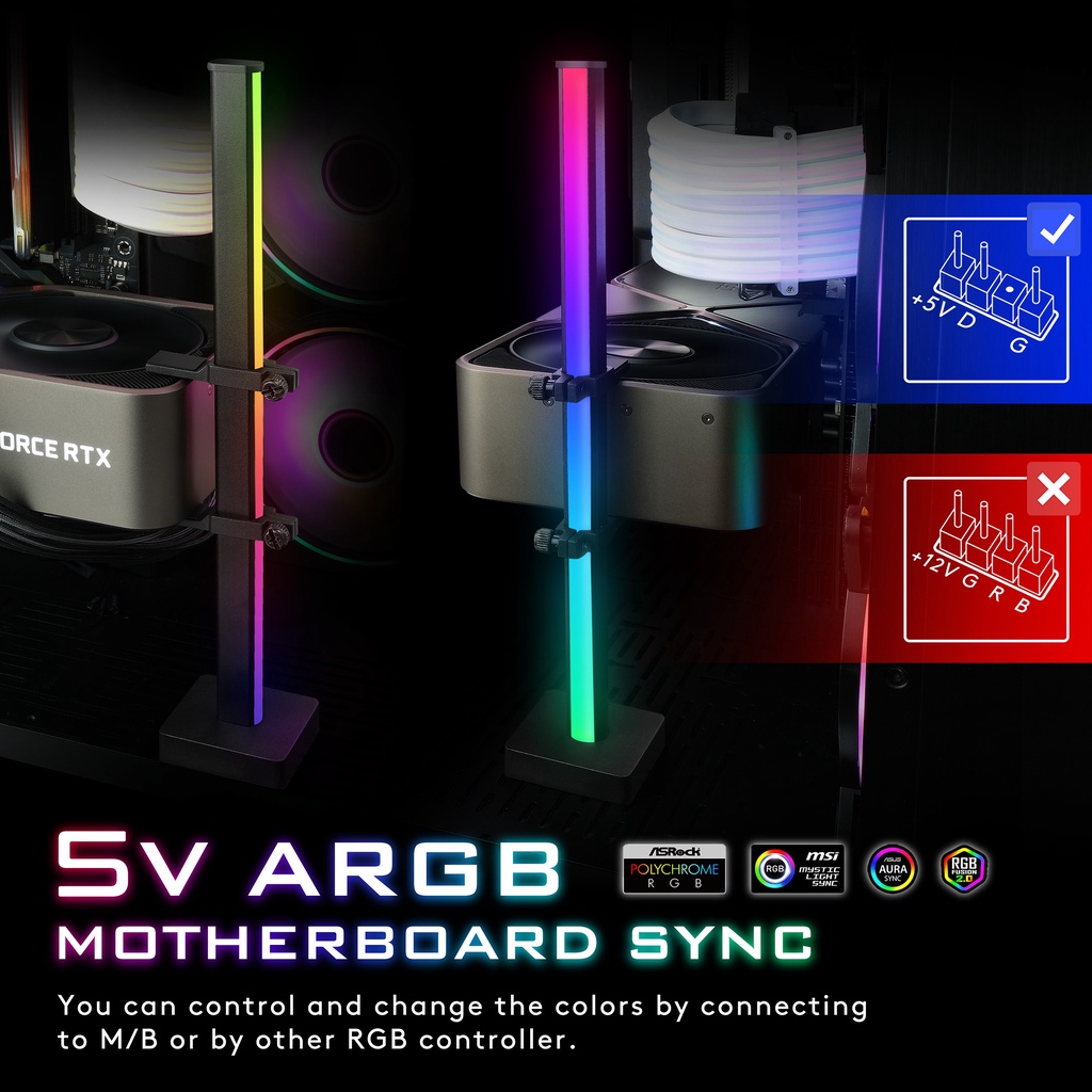 Giá đỡ thẻ đồ họa GPU 5V 3Pin ARGB màu đen bằng nhôm | BigBuy360 - bigbuy360.vn