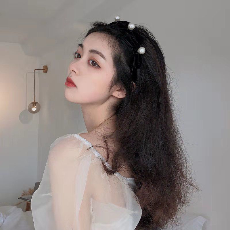 Băng Đô Cài Tóc Đính Nơ Ngọc Trai Thời Trang Hàn Quốc