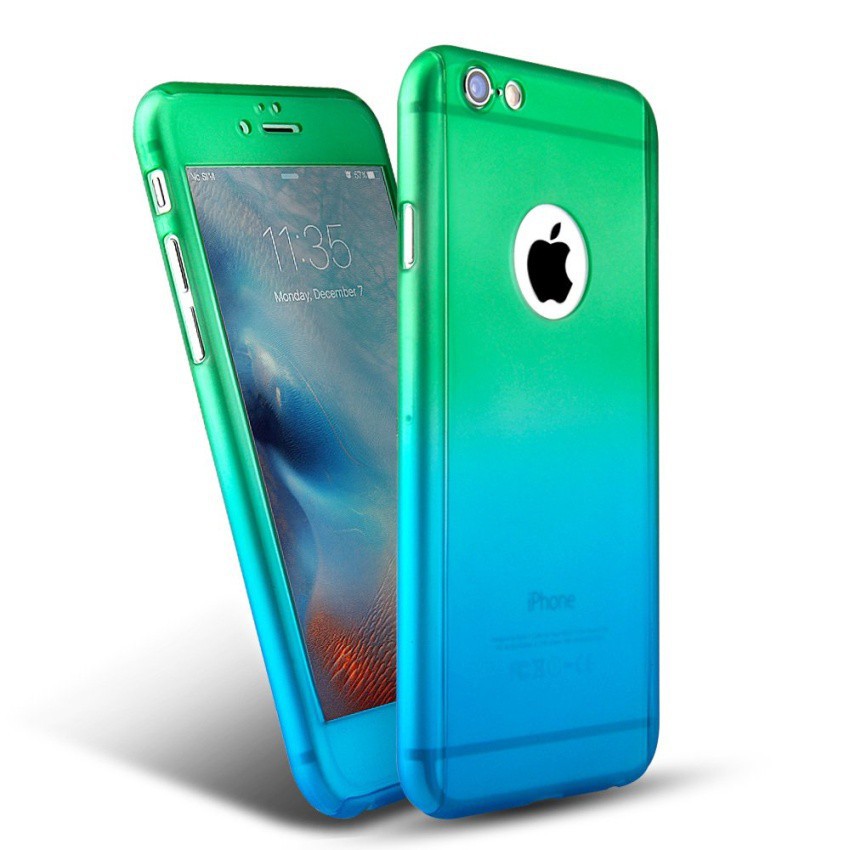 Ốp lưng PC cứng 360° 3 trong 1 bảo vệ toàn diện màu gradient cho iPhone 7 Plus 5.5" kèm kính cường lực | BigBuy360 - bigbuy360.vn