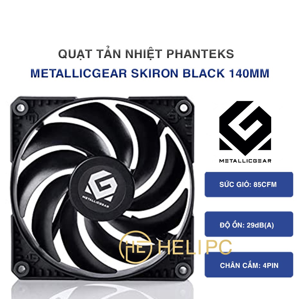 Quạt tản nhiệt case máy tính Phanteks MetallicGear Skiron Black 140mm 1500 RPM - Quạt fan case Phanteks 14cm