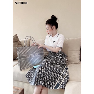 Set áo polo mix chân váy xòe sang chảnh ST7368
