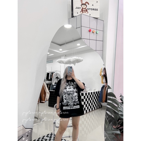 Áo Thun Tay Lỡ Unisex HADES SÓI màu ĐEN  /Nam nữ unisex/ Áo phông cổ tròn form rộng Jaystoree