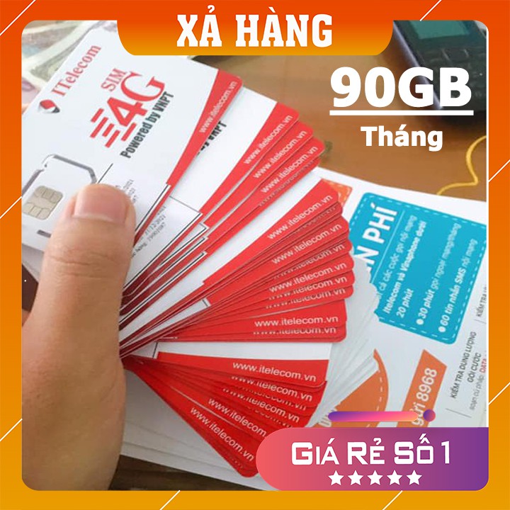 SIM 4G ITELECOM VINA 90GB - 3Gb/1 Ngày - Gọi Nội Mạng Miễn Phí - Sim CHUẨN 4G TỐC ĐỘ CAO