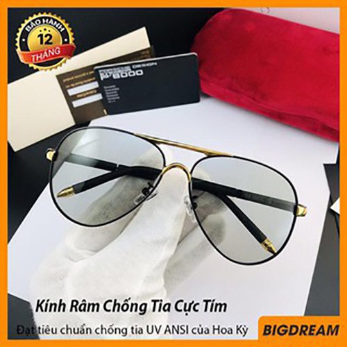Kính Râm Nam Đổi Màu Ngày Đêm Mắt Kính Phân Cực Polarized K77 Chống Tia UV400 - Tặng Kèm Hộp Da Đựng Kính Khăn Lau