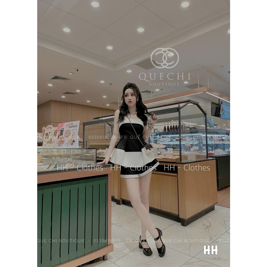 Set đồ nữ đi chơi cá tính, đồ bộ nữ dễ thương với áo hàn quốc 2 dây dáng xòe có mút kèm quần short ngắn