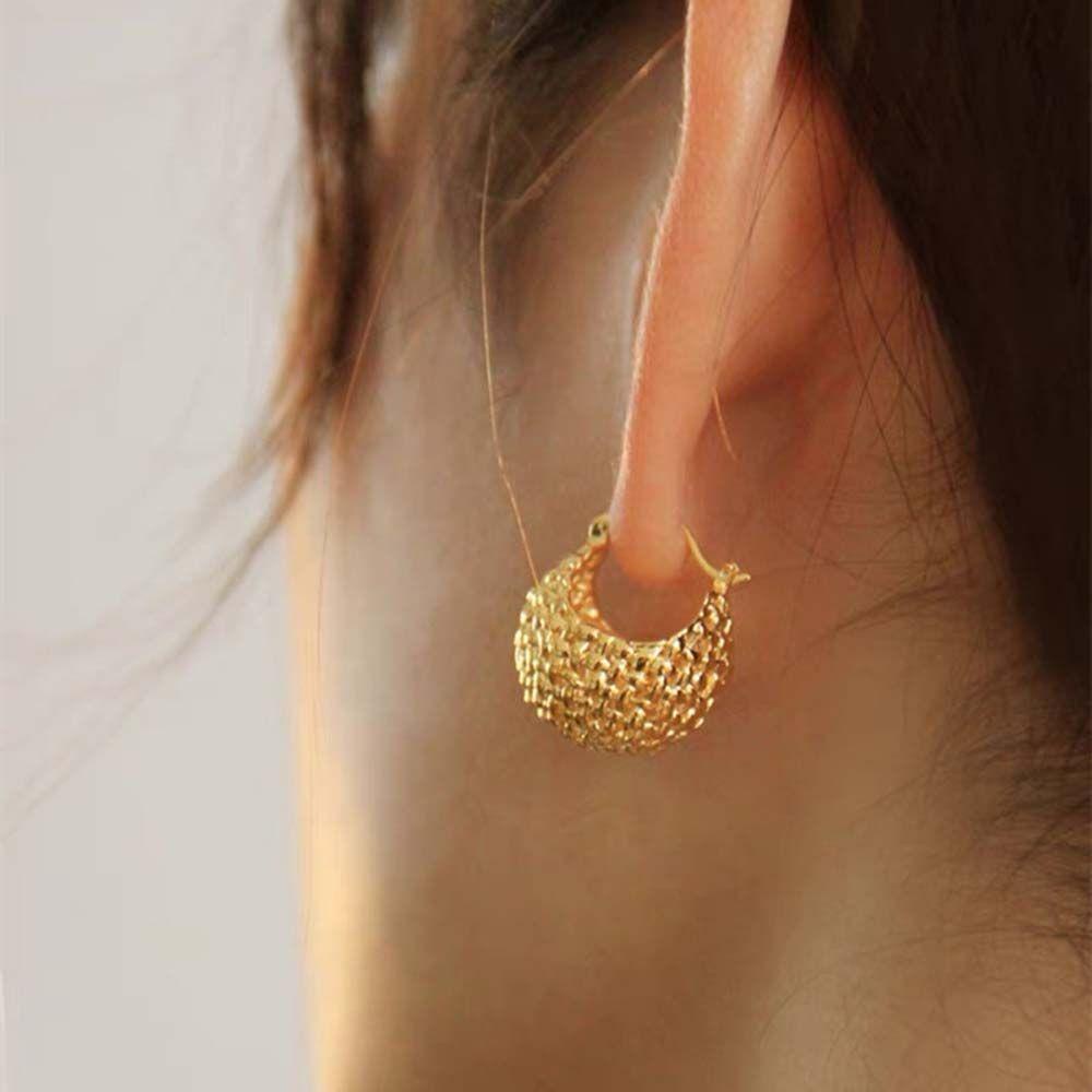 Khuyên Tai Hình Giỏ Tròn Đơn Giản Ngọt Ngào Phong Cách Pháp Cho Nữ