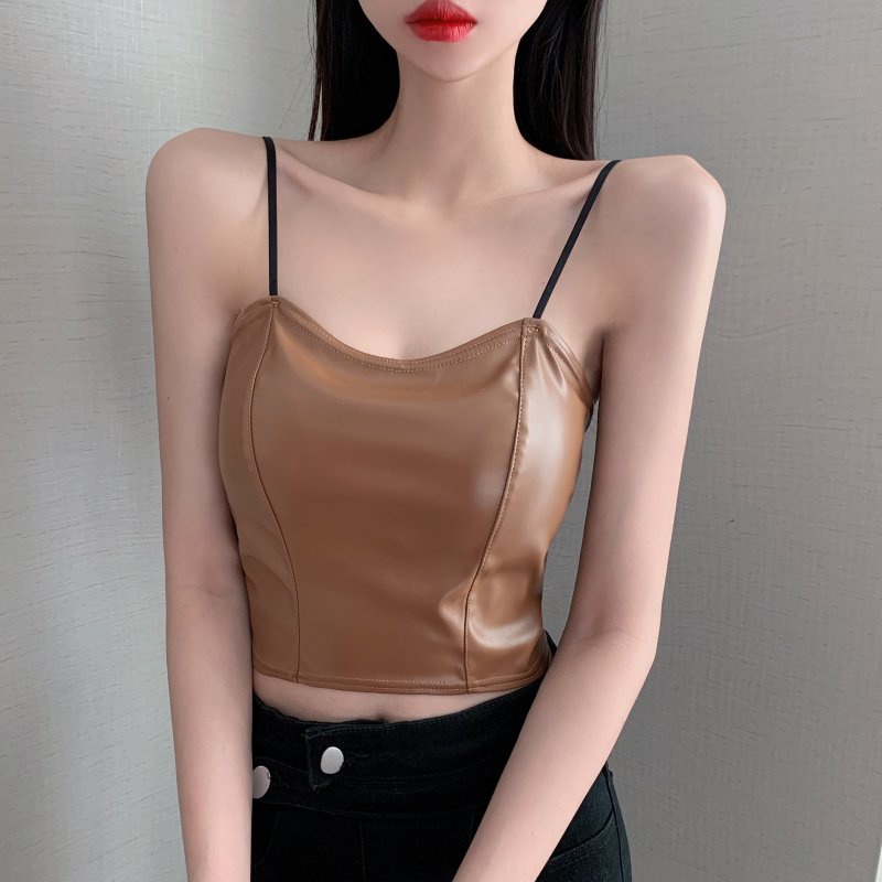 Áo Dây Da Pu Có Miếng Đệm Ngực Thời Trang Quyến Rũ