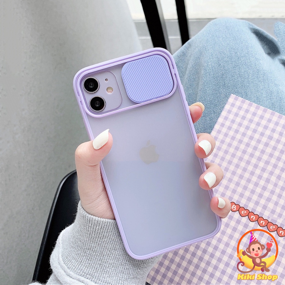 Ốp điện thoại TPU mềm trong suốt có nắp trượt bảo vệ camera đơn giản cho iPhone 11 Pro Max X Xs Max XR 8 7 Plus 2020