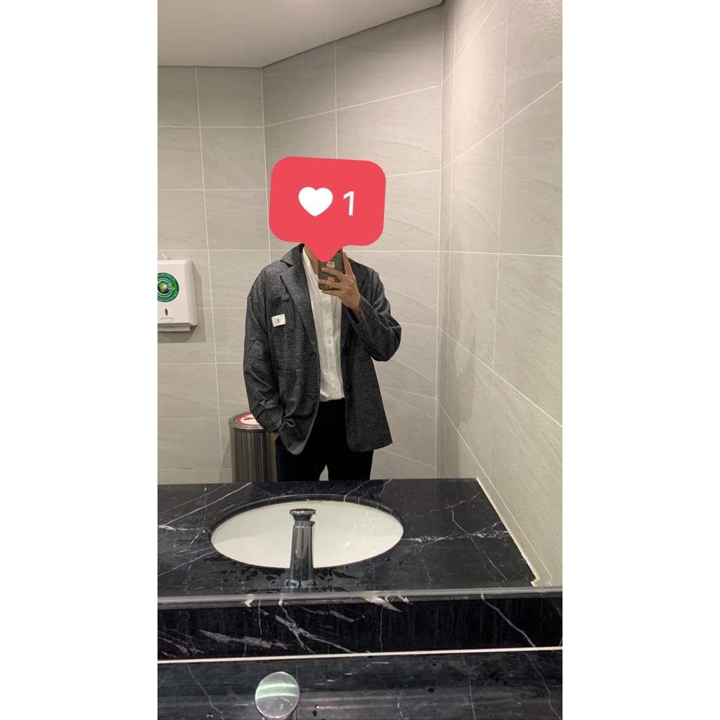 Áo blazer nam kẻ caro Thời Trang Hàn Quốc BZ09 M.RO màu xám dài tay