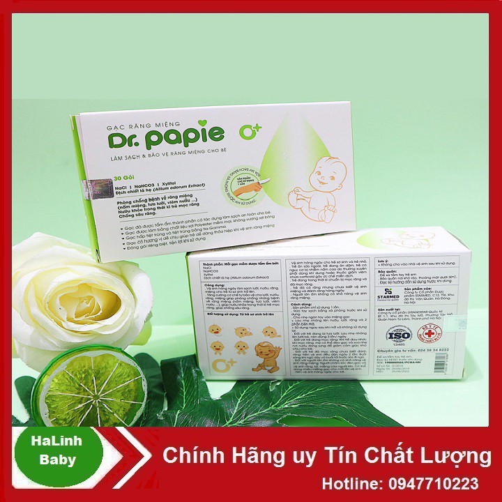 Gạc Rơ Lưỡi Dr.Papie vệ sinh răng miệng cho bé (hộp 30 gói)