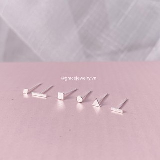 Khuyên tai bạc Grace - Vuông nụ- Square Stud (chiếc)
