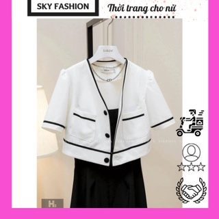 ✅ [ FREE SHIP] Set đẹp hàng hiệu áo khoác mix váy 2 dây sang chảnh tiểu thư