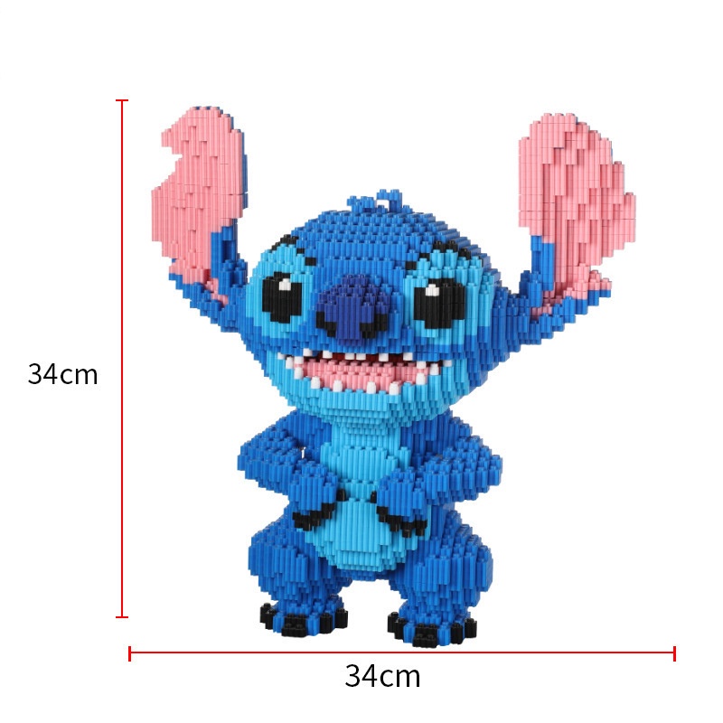 Đồ chơi xếp hình mô hình lắp ráp 36cm nhân vật hoạt hình iron man, stitch người nhện, khủng long, gấu bearbrick, mario