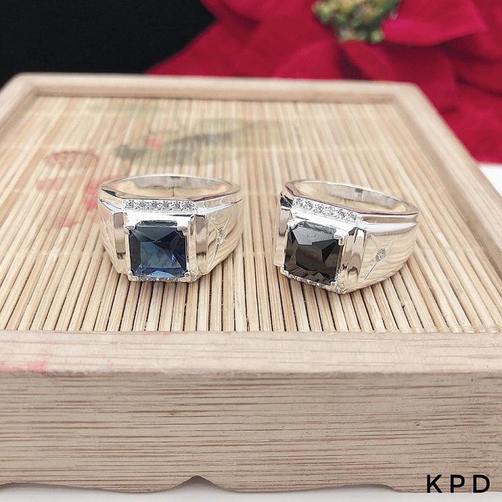 Nhẫn bạc nam đính đá đẹp nhẫn nam bạc 925 đính đá cao cấp