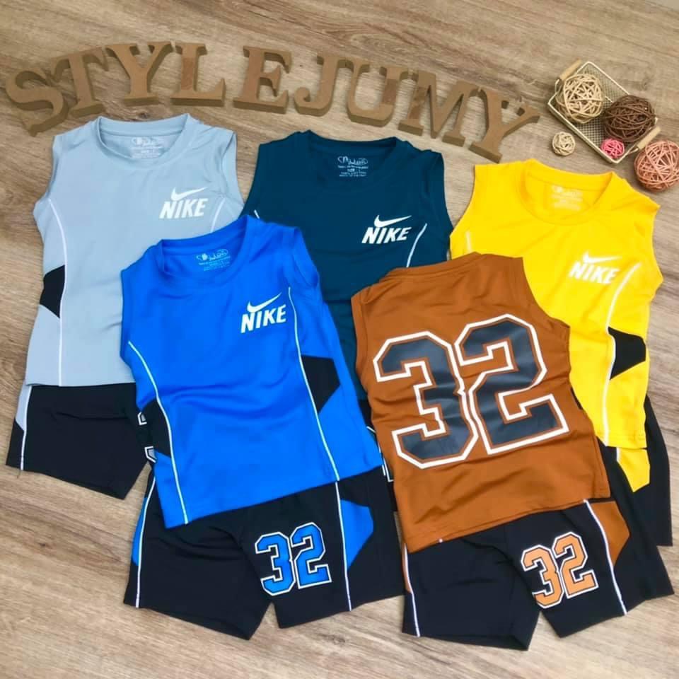 SIZE 1-6 (10-23KG) ĐỒ BỘ BÉ TRAI ÁO SÁT NÁCH QUẦN LỬNG VẢI THUN LẠNH IN SỐ 35