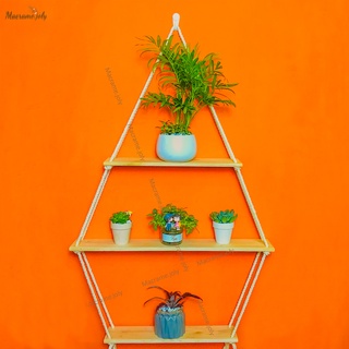 Kệ Treo Tường, Kệ Trang Trí Macrame.joly 3 Tầng Lục Giác Hanmade