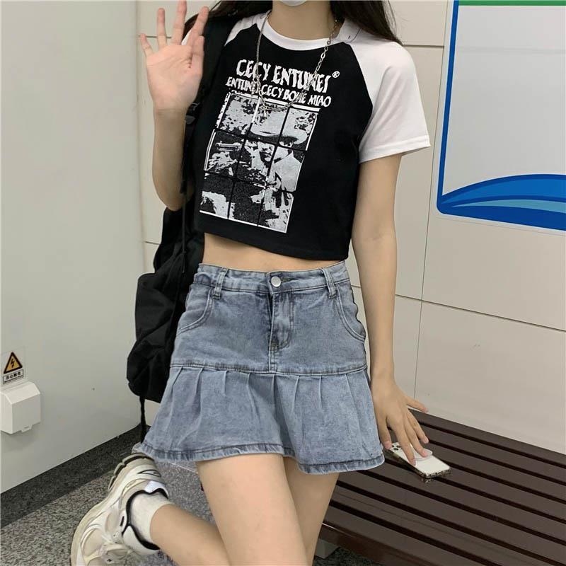 Áo thun tay ngắn dáng rộng màu sắc retro thời trang mùa hè phong cách Hàn Quốc cho nữ 2021