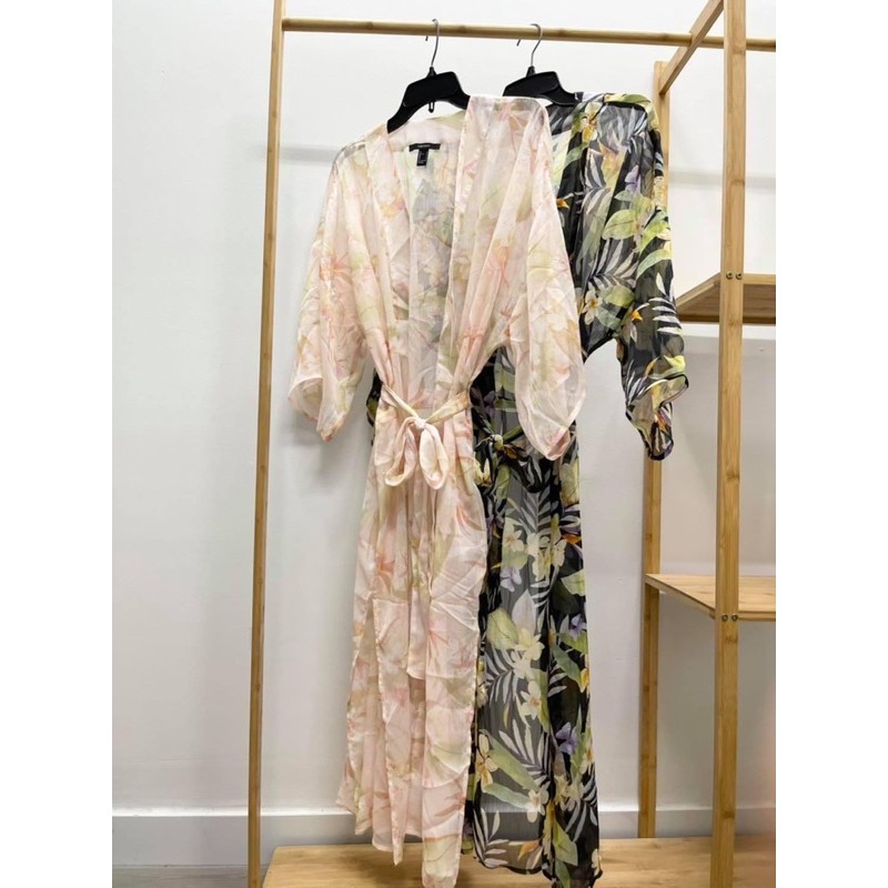 Kimono Choàng Chiffon Hoa Kèm Belt F21